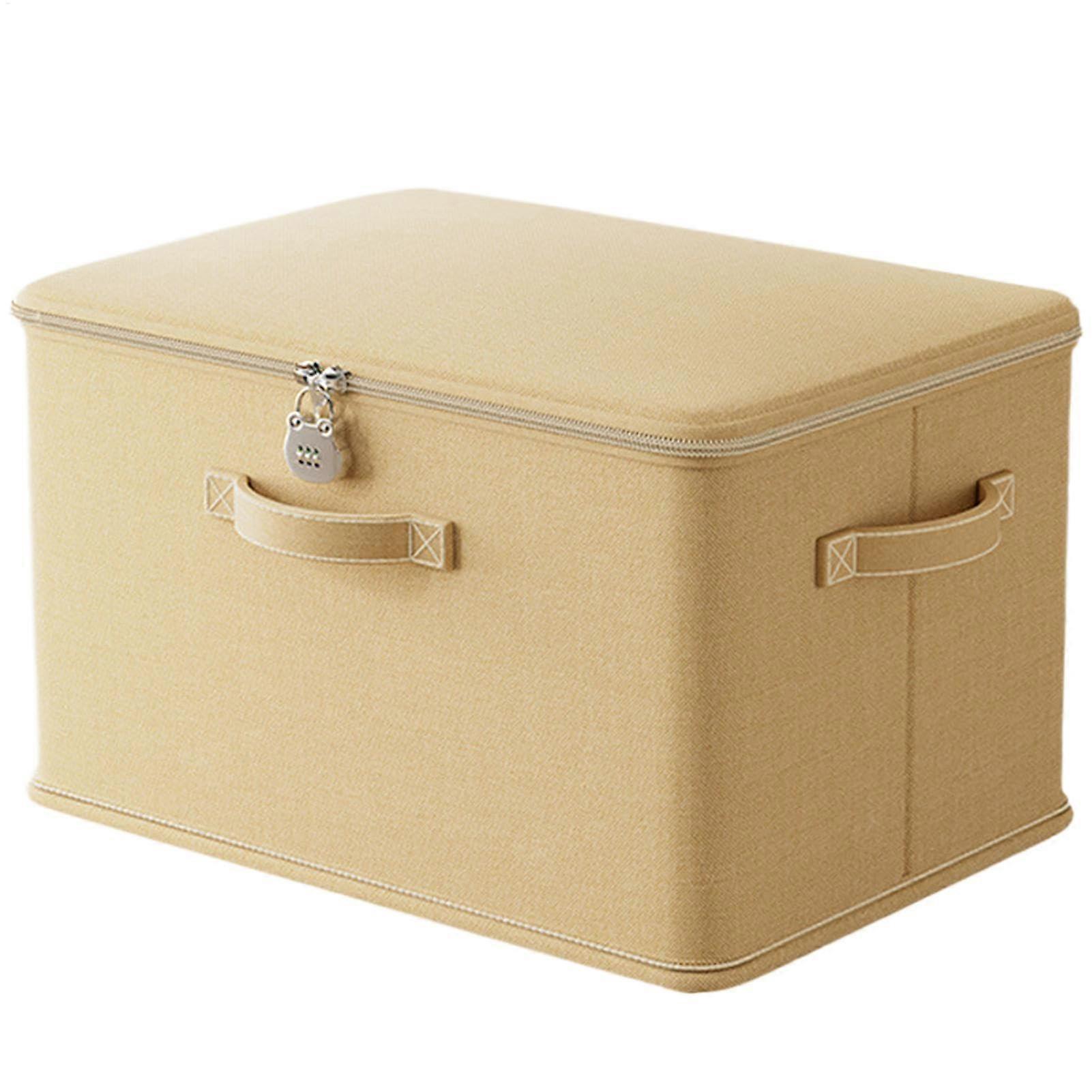 Lockable storage box, stackable container with lock, washable shelf baskets Cream