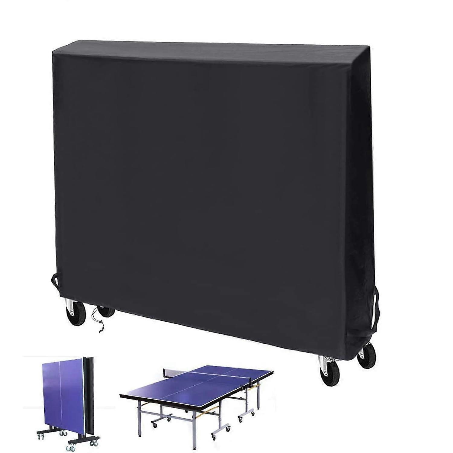 Tischtennisplatte Abdeckung Outdoor Wasserdicht Schwarz, Universelle Oxford Tisch Hülle 165x70x185cm Wetterfest