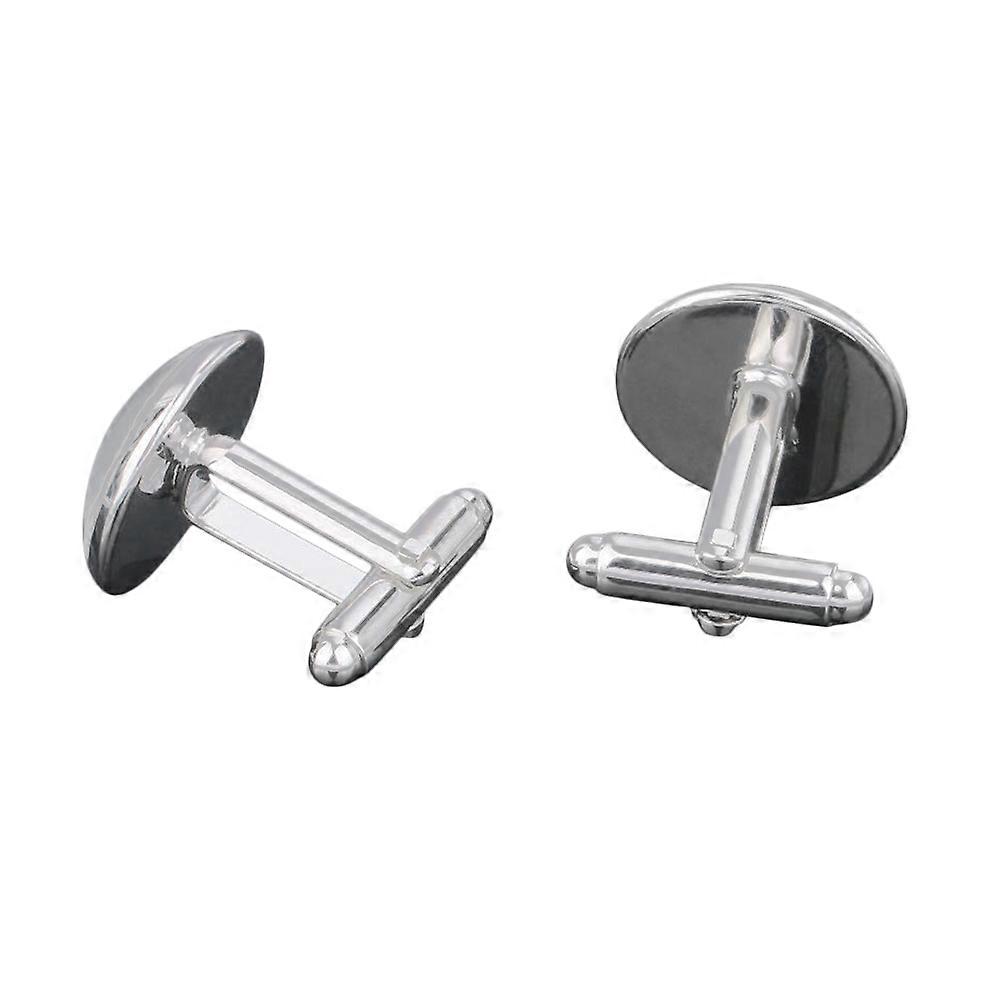 Cuff Links Men Set Sleeve Decoration Glass Collar Button Round Black 1.6*1.6cm Simple Design 1 Pair