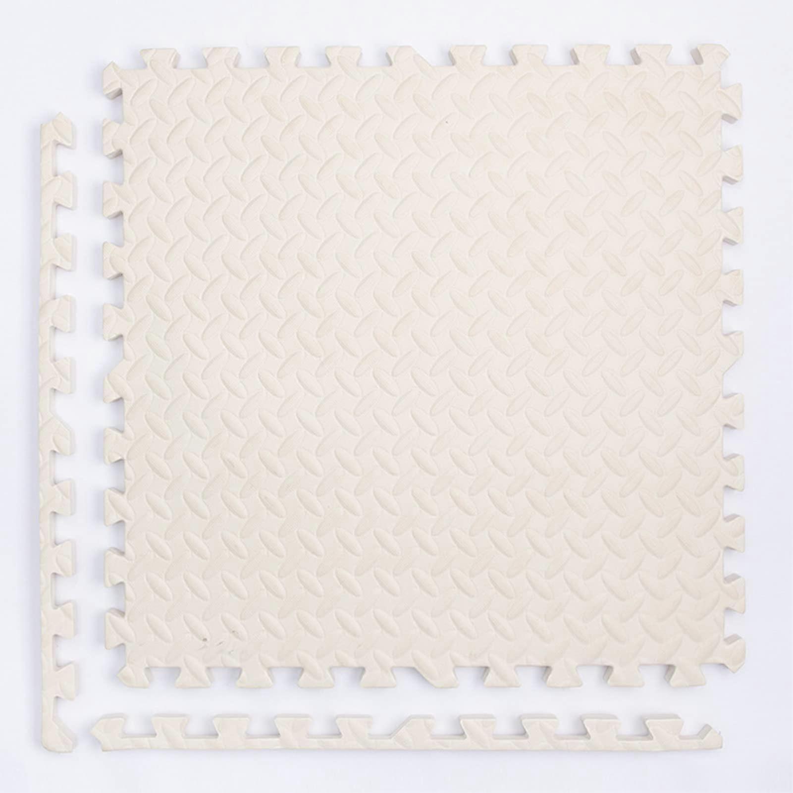 18 Pieces Foam Floor Mats, 1 Inch Thick, Interlocking, 12X12 Inch, White