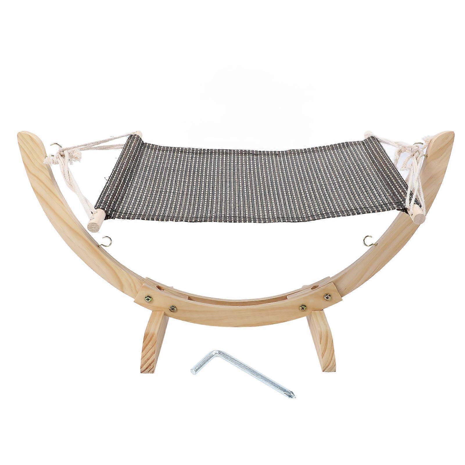 Wooden Cat Hammock Easy Assembly Elevated Pet Hammock Bed Furniture for Kitten Puppy Small Pet Mesh Fabric