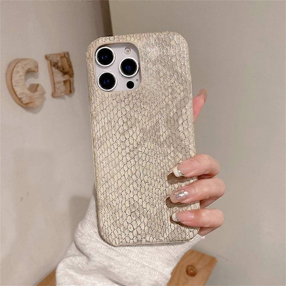 Compatible For iPhone 16 Pro Case Gold Thread Lacquered Snake Texture PU + PC Phone Back Cover