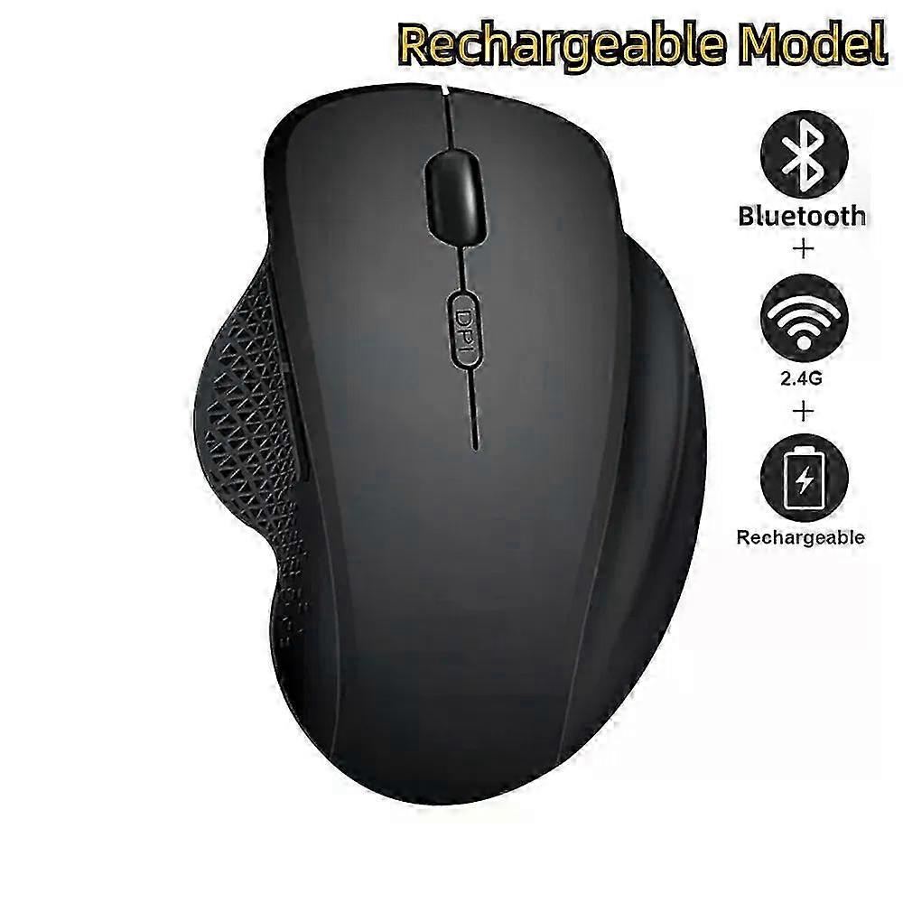 Ergonomic Rechargeable Wireless Mouse with Bluetooth 5.2 and 2.4G for Laptops and Tablets