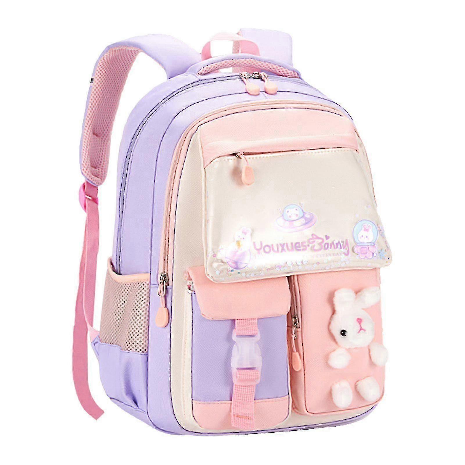 Soft Comfortable Multi Layer Large Capacity Backpack for School in Purple Suitable for Kids