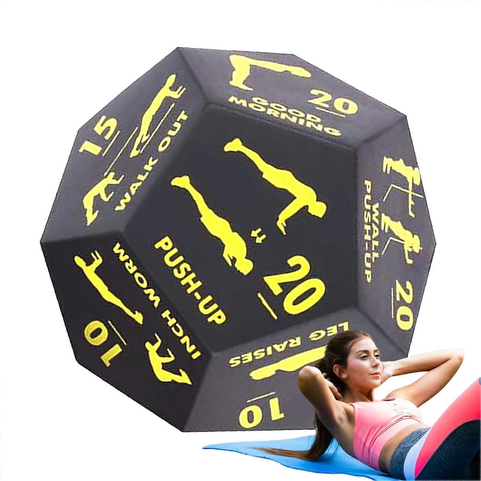 Fitness Dice for Workouts - Training Dice for Home Gym, Yellow, Exercises, Strength Training, Squats, Push-Ups, Lunges