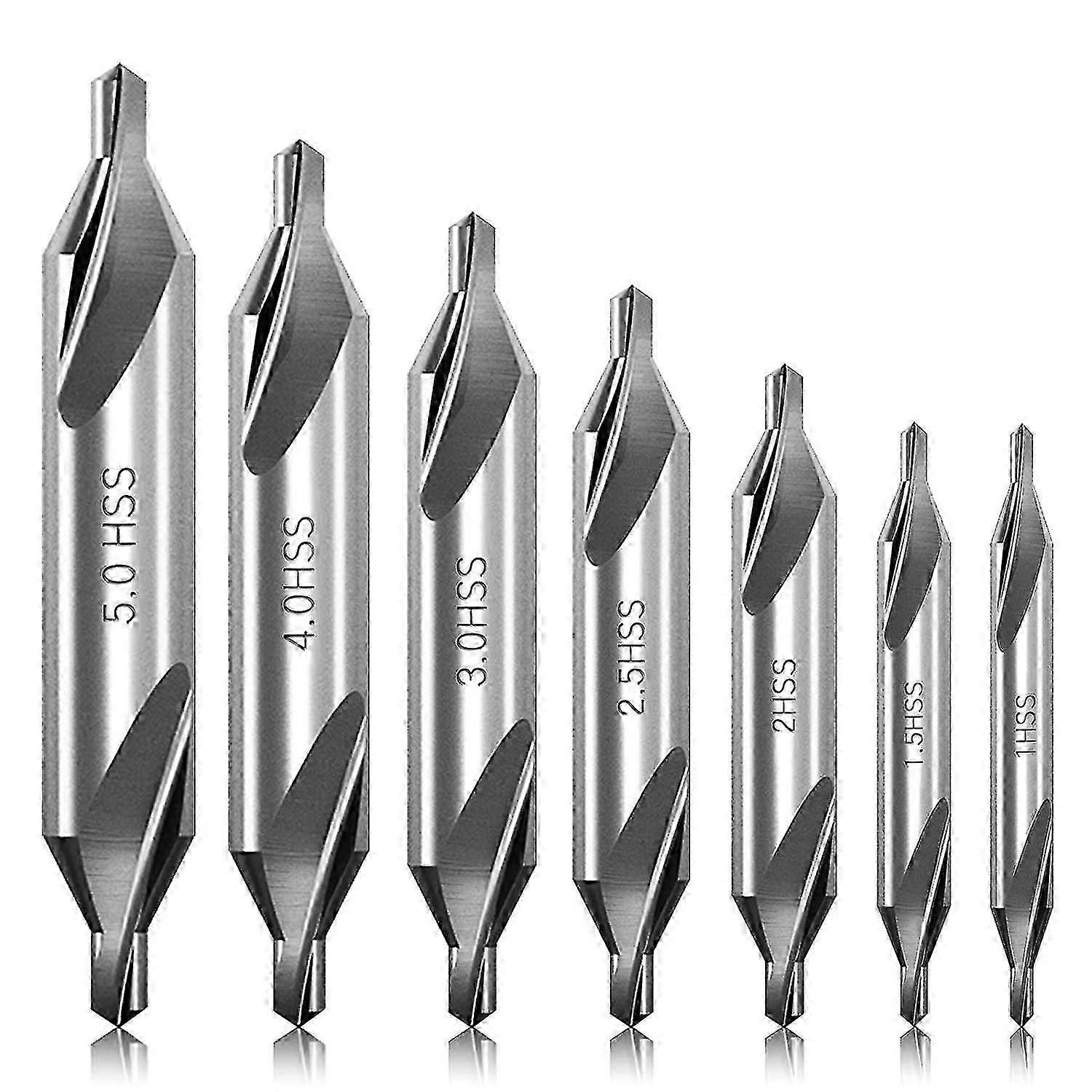 7 Pcs Center Drill Bits Set 60-degree Angle Center Drill Bits Kit Countersink Tools For Lathe Metal