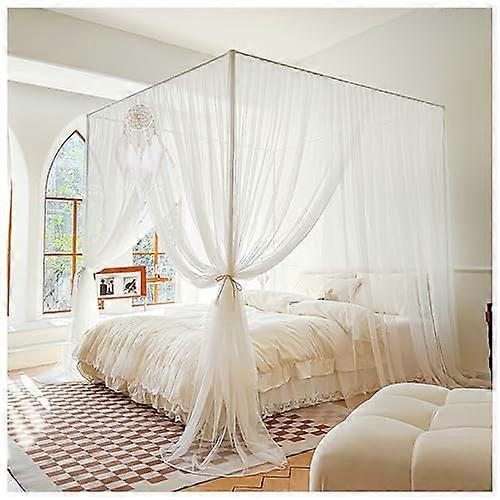 Canopy bed with 4 corner posts, bed curtain, elegant mosquito net set, Queen