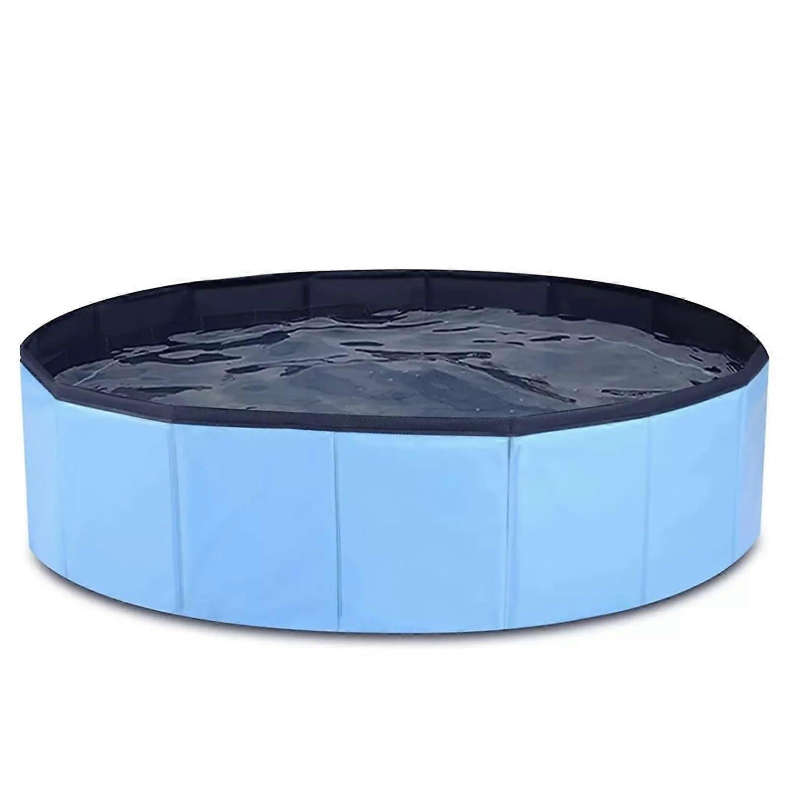 Hundepool, Foldable Dog Pool, Collapsible Pool with Quick Drain Hole, Small Dog Pool, Portable Pet Bathtub, Pet Bathing Pool (Blue) 80X20cm Blue