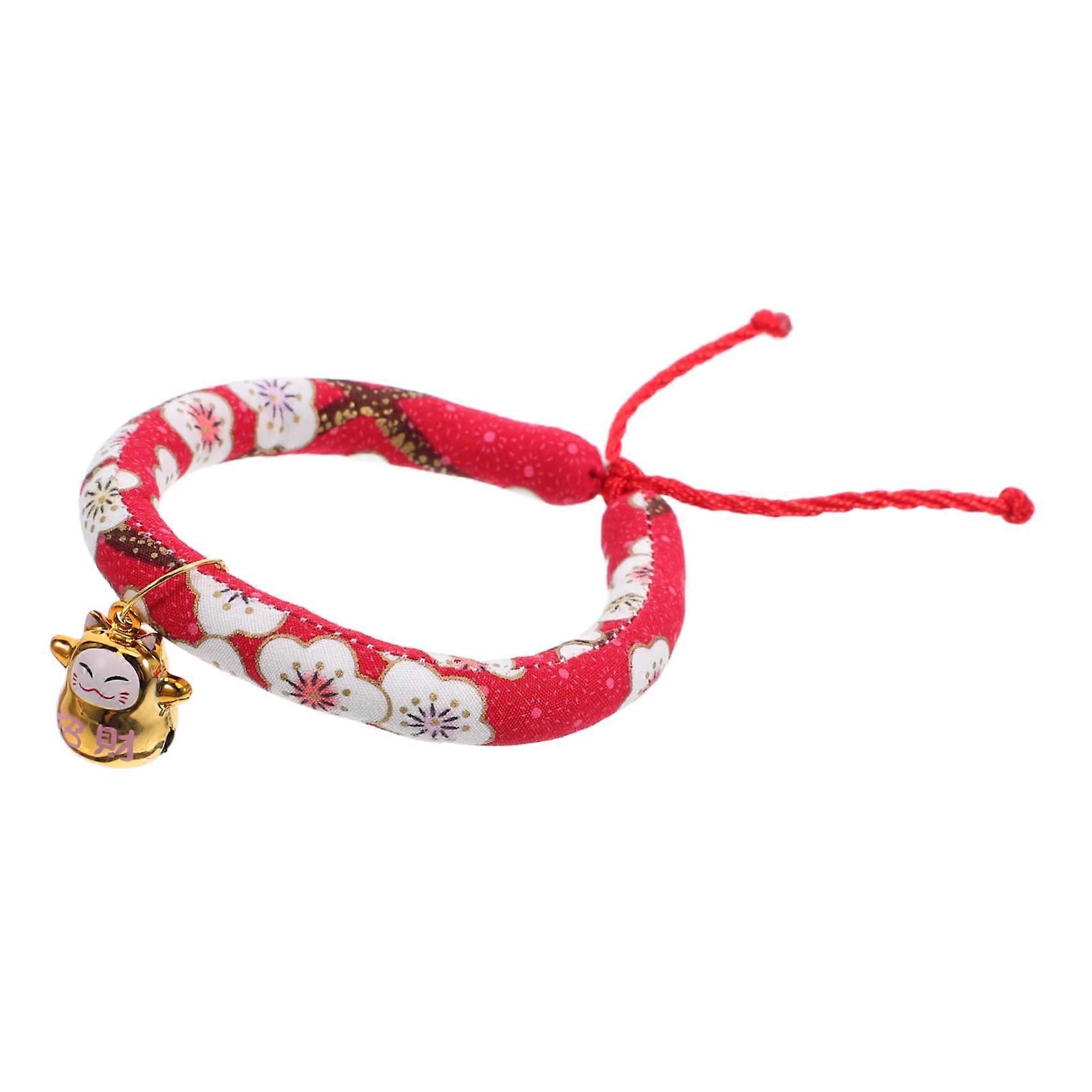 Cat Collar with Jingle Bells for Puppies, Interactive Christmas Cat Toy, Red Cotton Dog Collar and Scratching Post