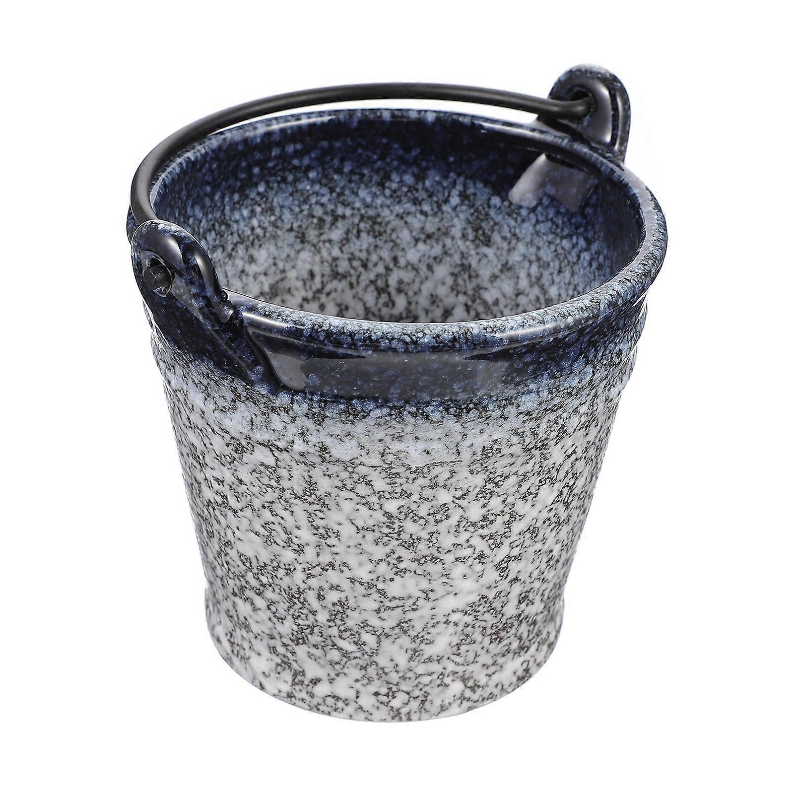 White Ceramic Ice Bucket for Storage and Portable Design Suitable for Party Beer Drinks