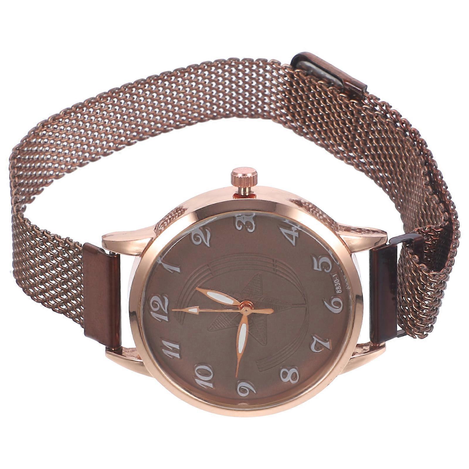 Thin Strap Wristwatch For Small Wrists Ladies Quartz Watch In Coffee 1Pack
