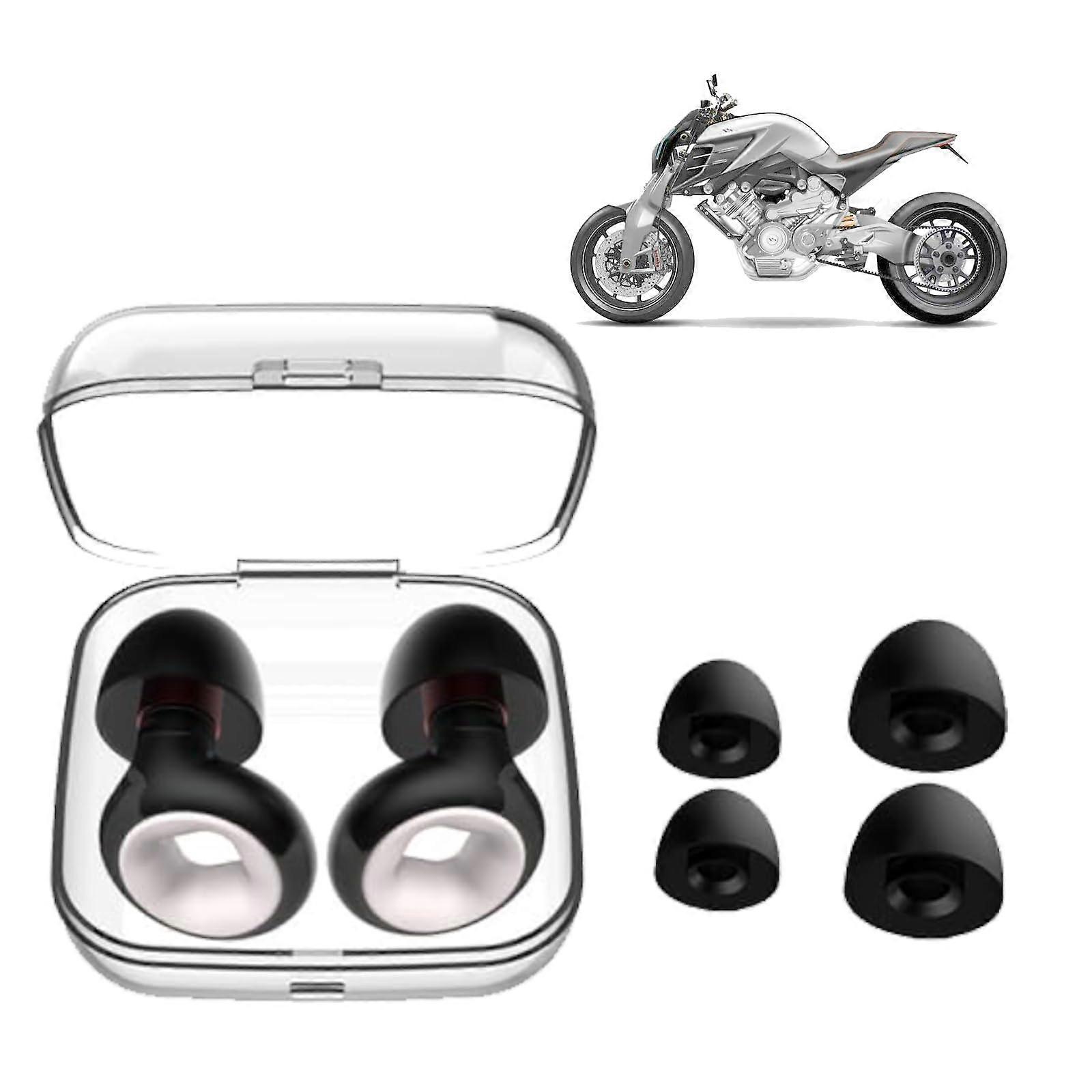 Motorcycle Earplugs 24 dB Noise Reduction Reusable Silicone Wind Earplugs Universal Helmet Fit Black