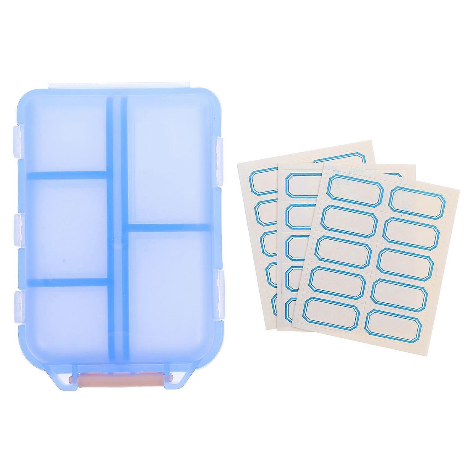 Cute Pill Organizer Small Travel Pill Case Blue Rectangular Diy Design 1Set