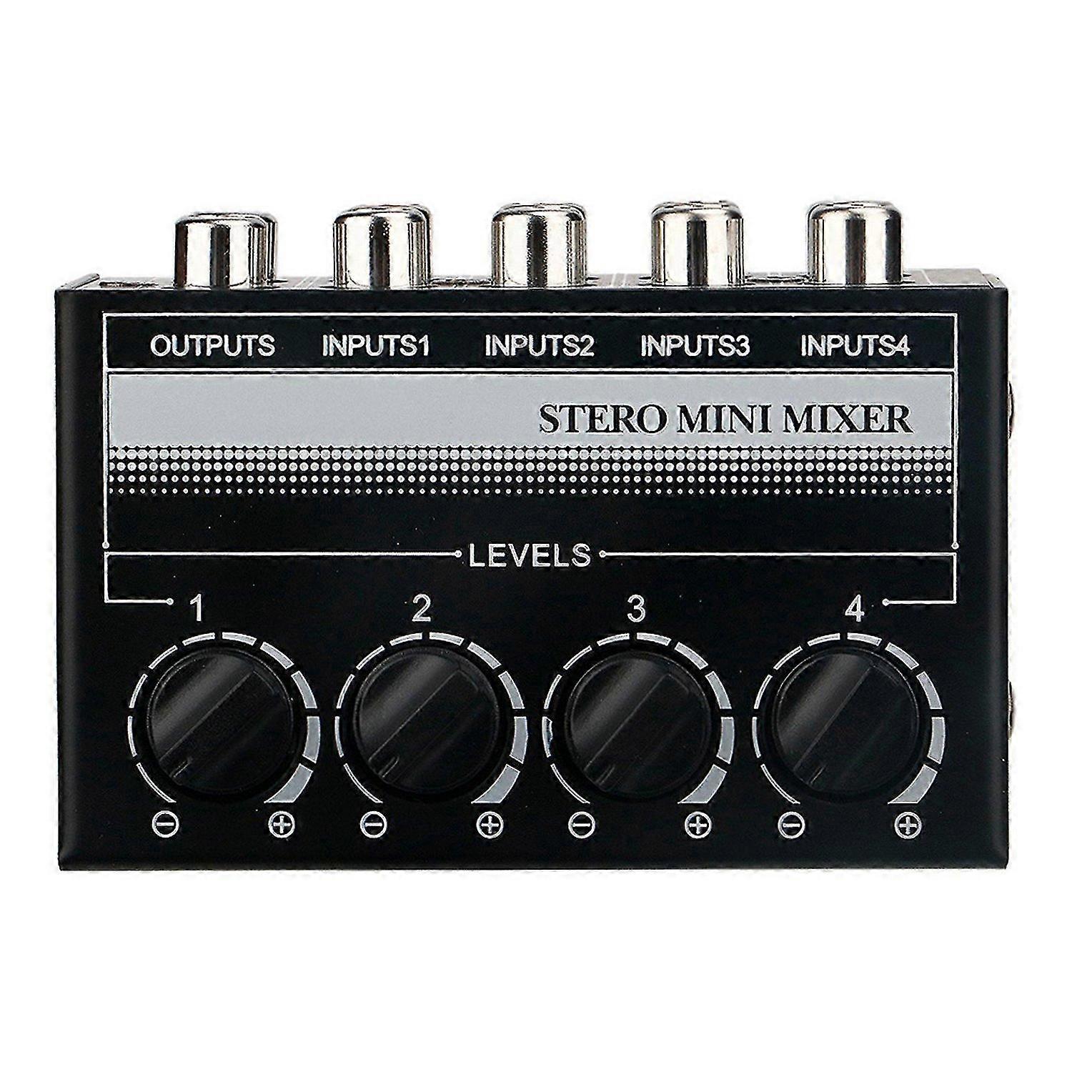 CX400 4 Channel Mini Stereo Line Mixer RCA Passive Stereo Analog o Mixer IN 1-4 FT