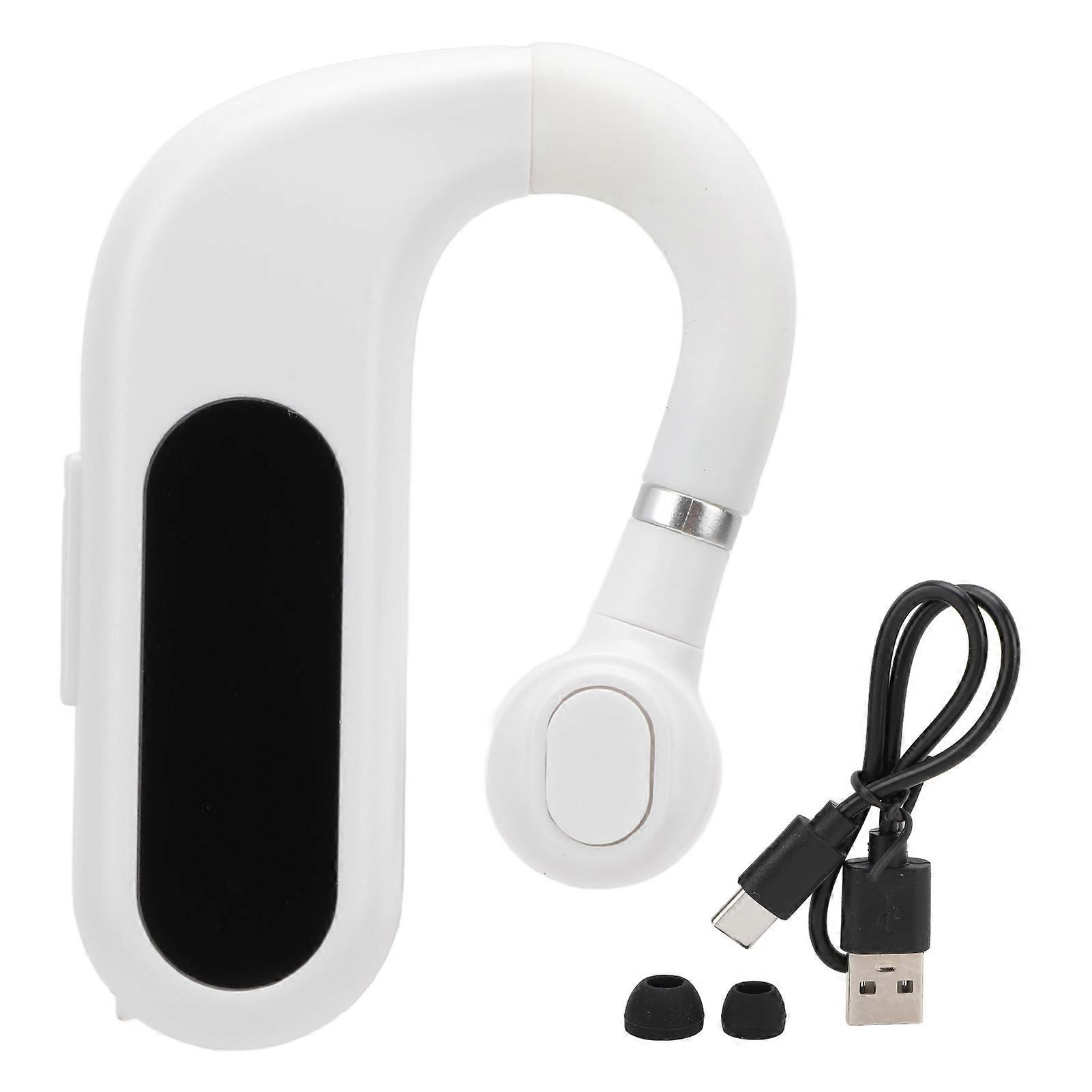 V13 White Single Bluetooth Earbud with Digital Display, Clear Sound, and Rotatable Design