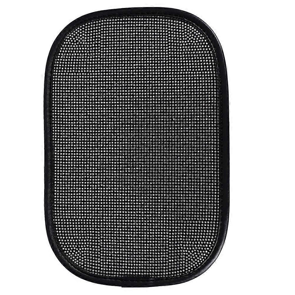 Auto Armrest Cover Car Interior Everyday Use Black Polyester Rhinestone Durability Rectangular Shape 1Set