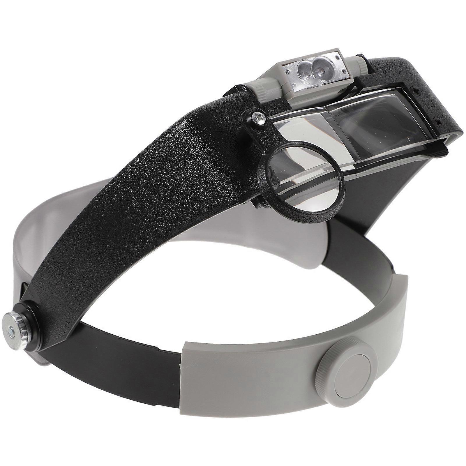 Head Mounted Magnifier with LED Light, Ergonomic Black Design for Reading, Jewelry Inspection, Watch Repair, and Manual Tasks