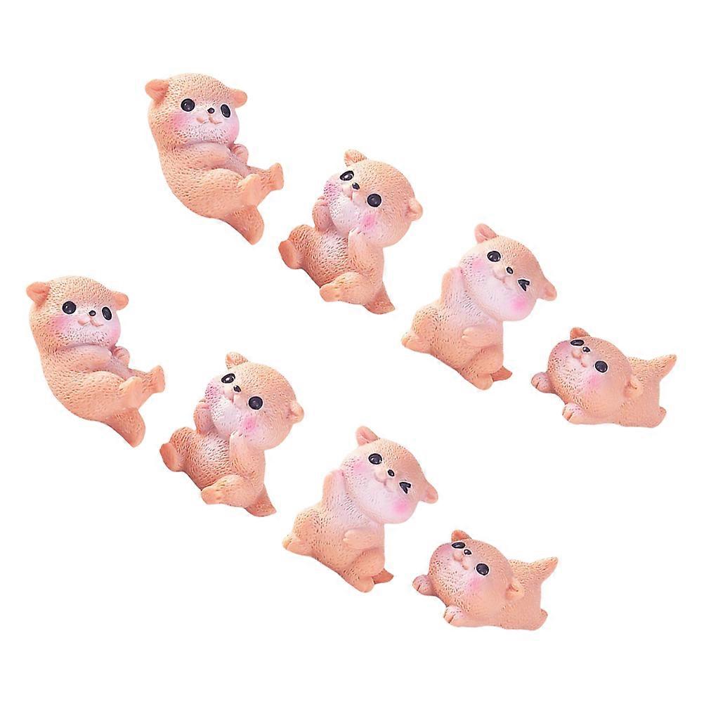 Cake Toppers Mini Otters Figurines Small Otters Moss Ornament Resin Decorative Statue 8Pcs
