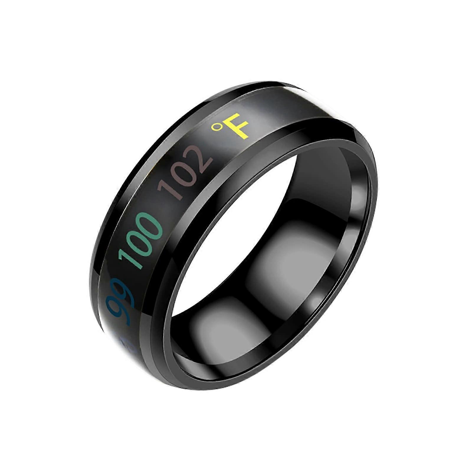 Temperature Display Ring Intelligent Couple Fashion Physical Mood Rings Letter Opener Rings Black 9