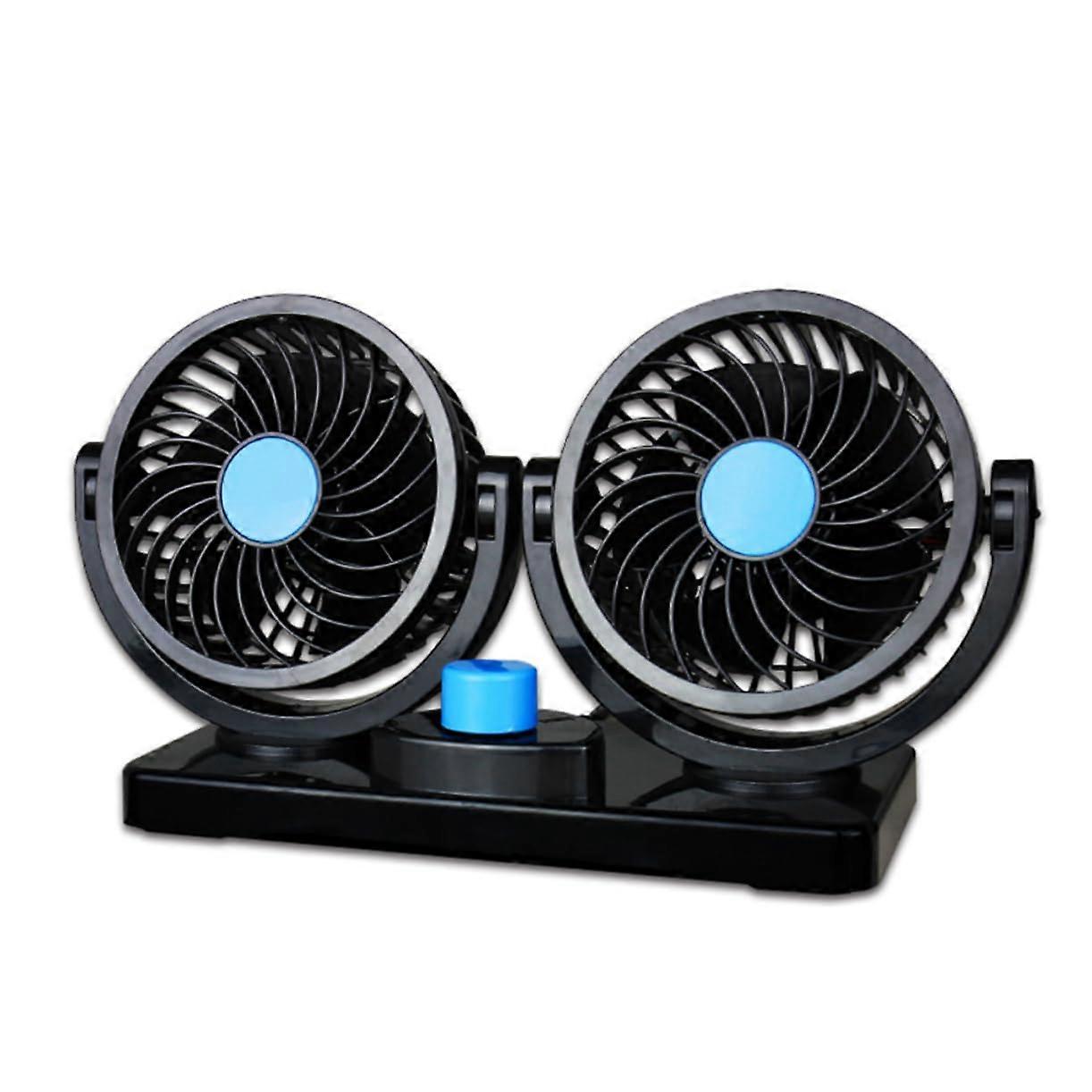 12 V Car Cooling Fan With Rotating Double Head, Adjustable, Quiet And Powerful, Removable Self-Adhesive Tape