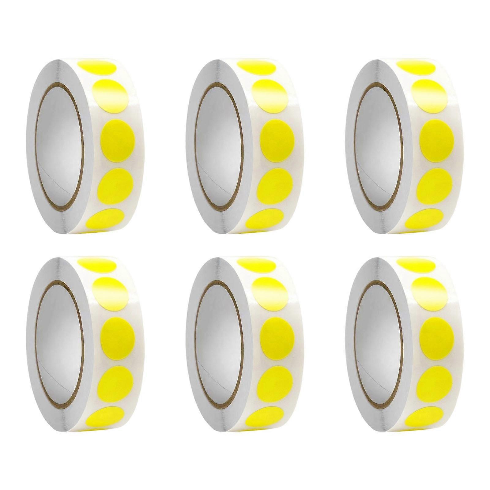6 Rolls Round Sticker Color Coding Sticker Red Dot Sticker Circular Sticker For File Organization Warehouse Labeling Yellow