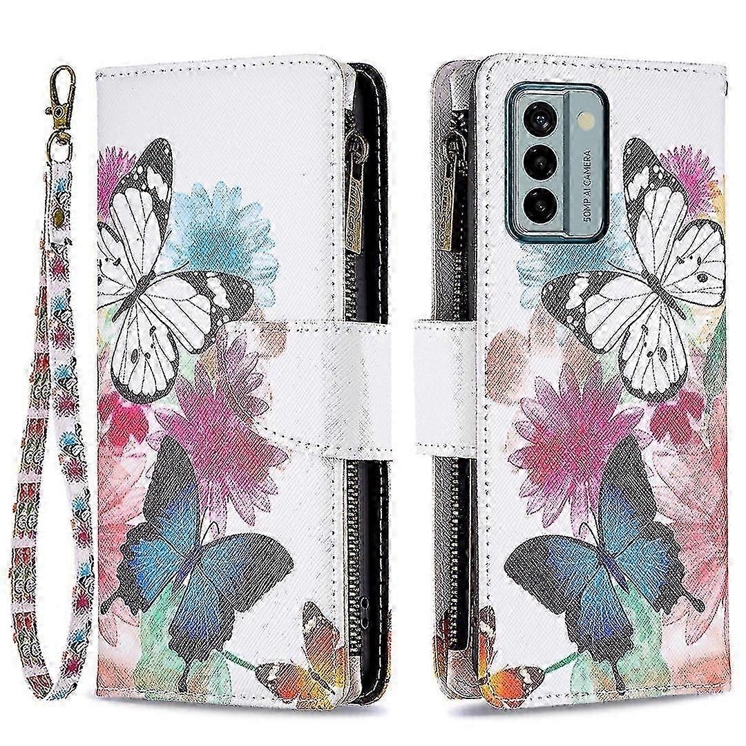 For Nokia G22 Bf03 Zipper Pocket Leather Phone Case Pattern Printing Wallet Folding Stand Cover