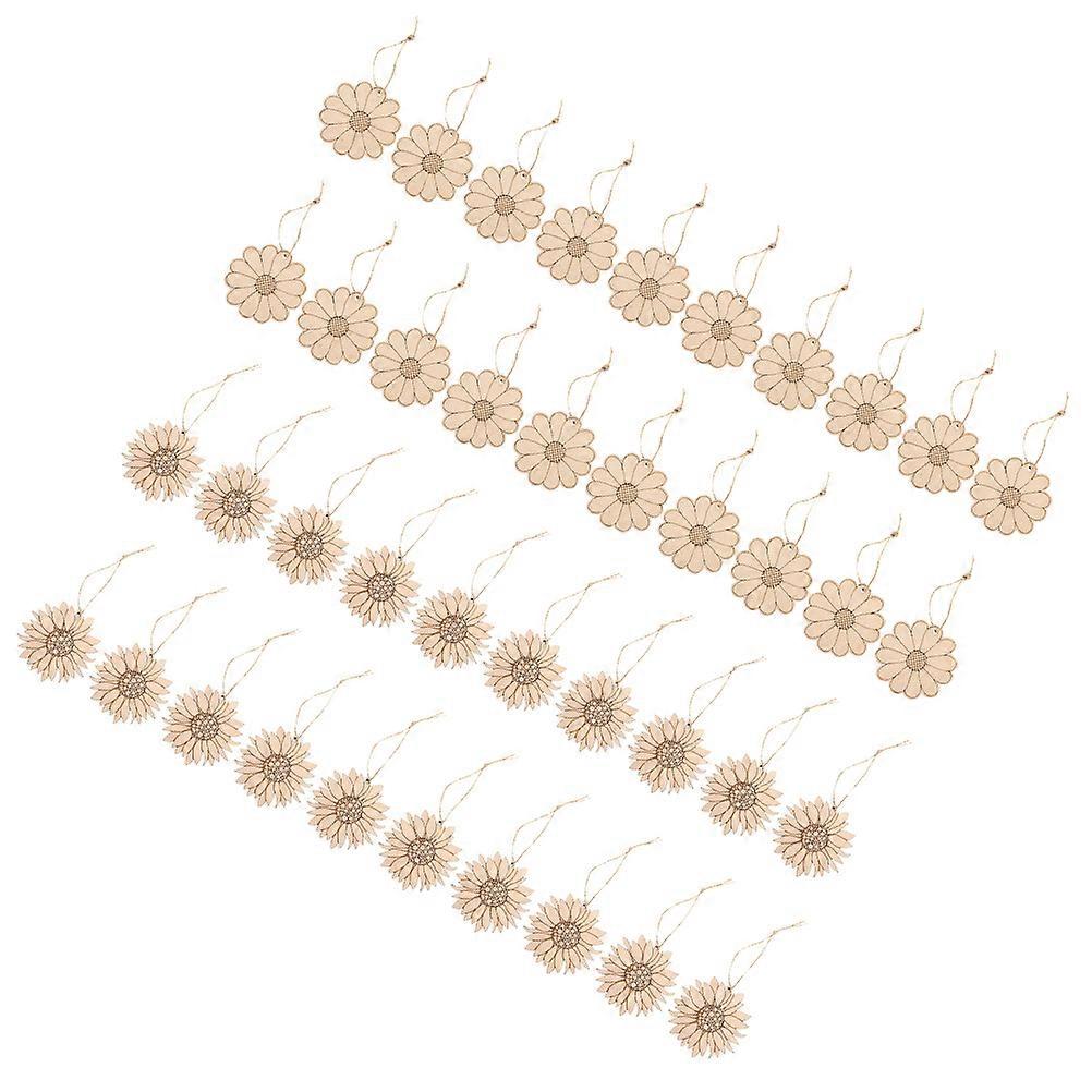 Wooden Flower Shape Cutouts for Crafts with Smooth Edges 40Pcs Unfinished Wood Slices for DIY