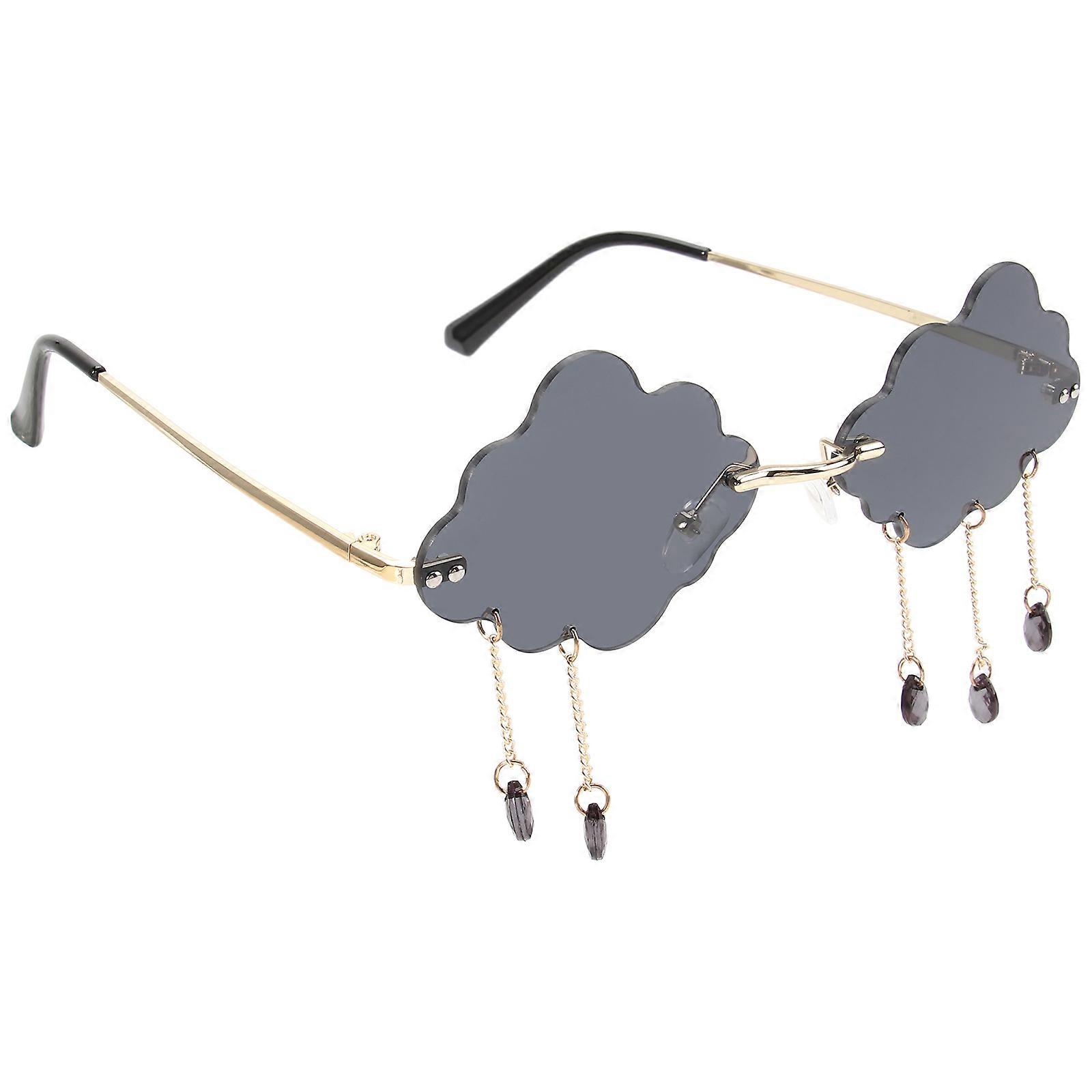 Cloud Shaped Sunglasses with Raindrop Design, Lightweight Fashion Accessory for Party Photos, Unisex Chic Glasses for Carnival and Entertainment
