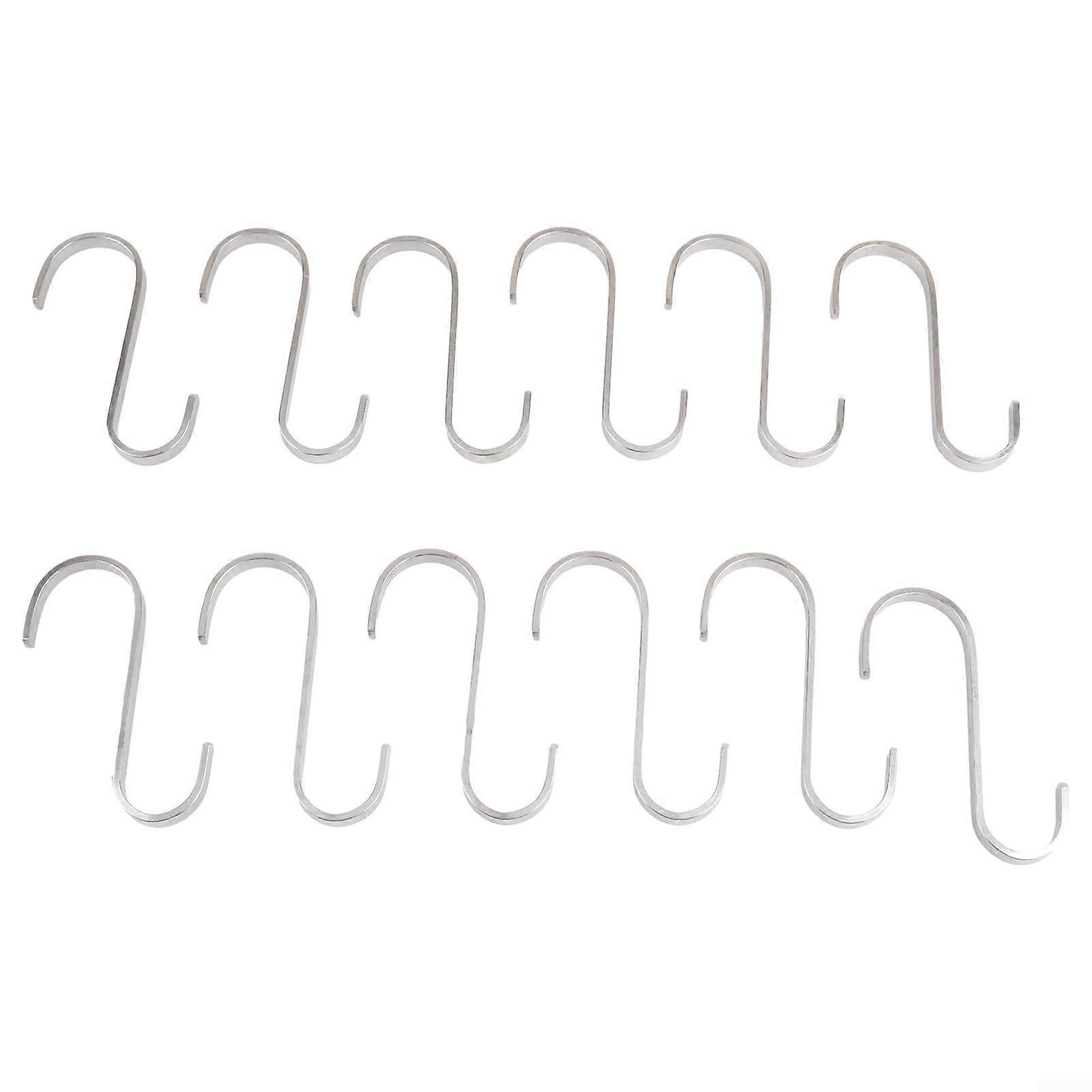 12 Sshaped hooks, flat stainless steel clothes hangers, rust prevention, multipurpose hooks