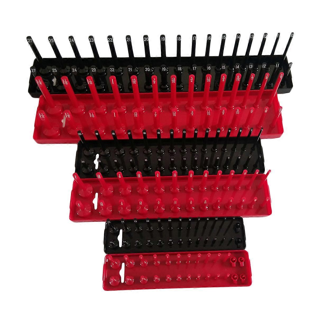 Black Metric Socket Holder Rectangular Inch Scocket Tray Rack Workshop Garage 6Pcs