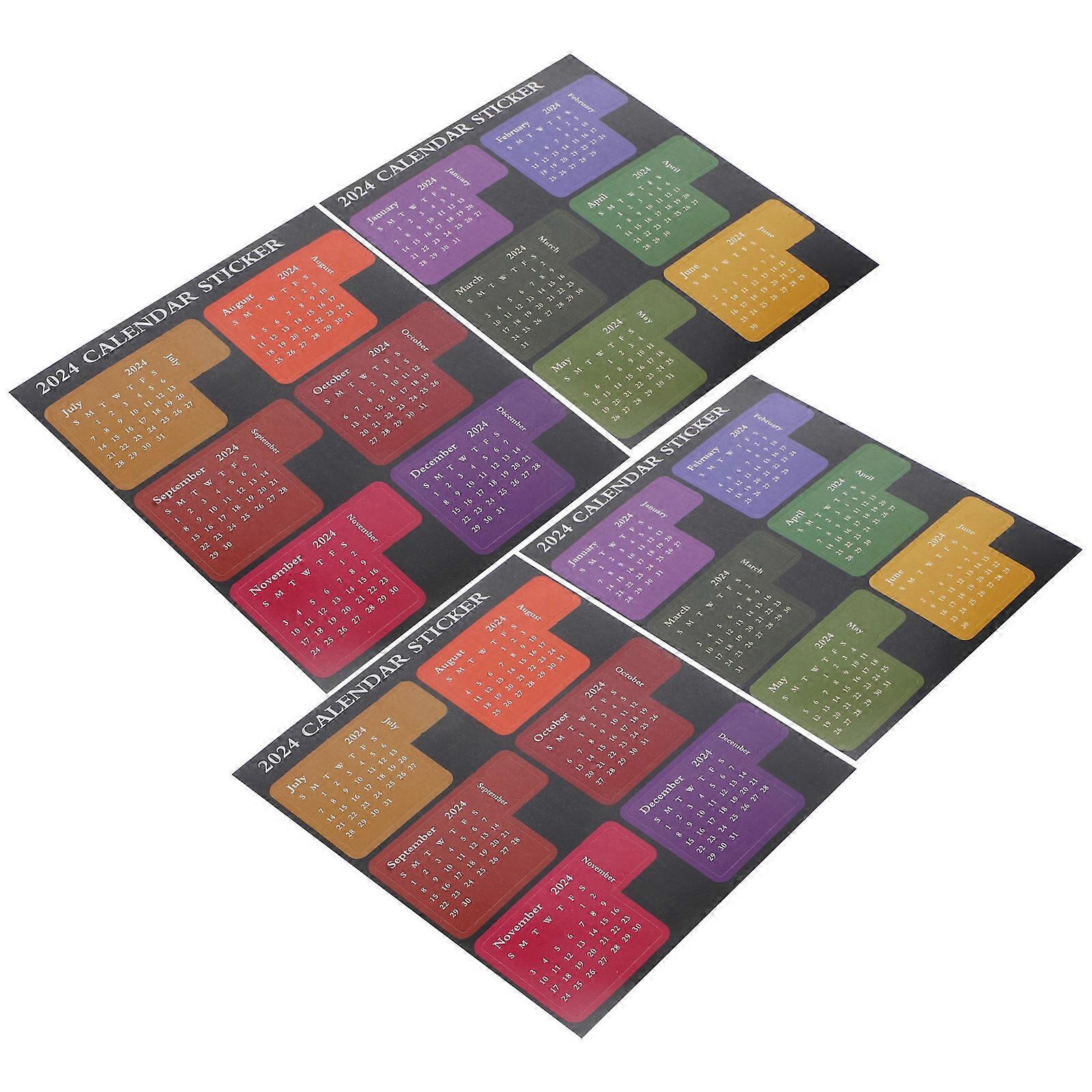 Adhesive Calendar Stickers 4 Sets Self Adhesive Index Tabs for Planners Notebooks Office Use & Paste Monthly Labels for Study Work