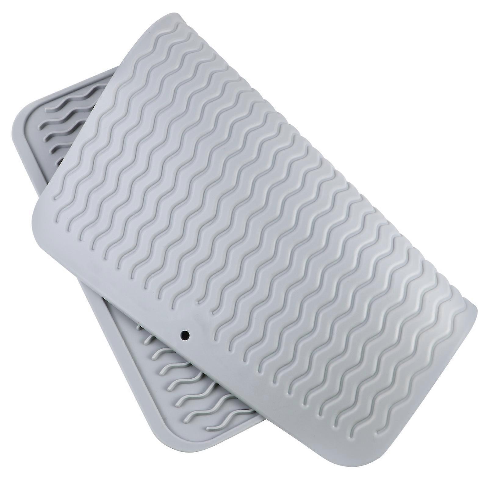 Silicone Kitchen Dish Drying Mat 1Pcs Light Grey Water-Absorbent Dish Drain Pad