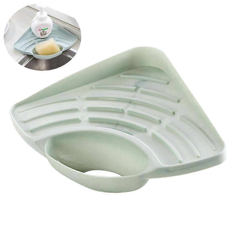 Triangle Plastic Kitchen Sink Sponge Holder Storage Rack Organizer 2pcs (Random Color)