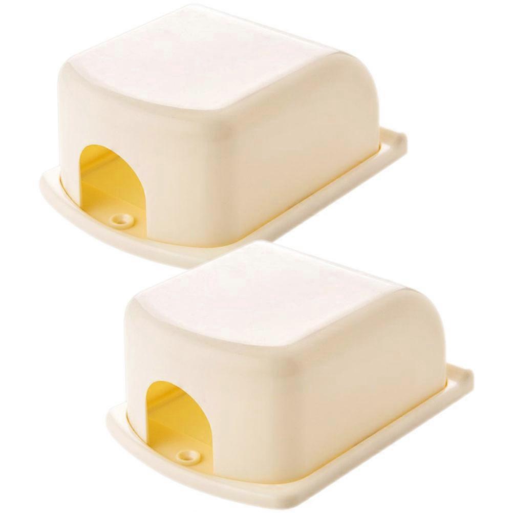 Safety Protection Socket Cover Anti-Accidental Opening Wall Socket Protector Indoor Use For Children Households 14X10.5X6CM Beige 2Pack
