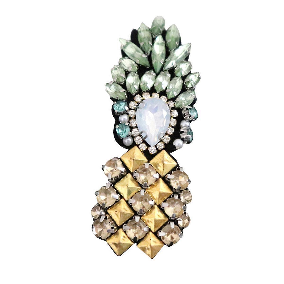 Beaded Cloth Patch Diy Design Pineapple Shape Alloy Lint Material For Art Craft Projects 5Pcs