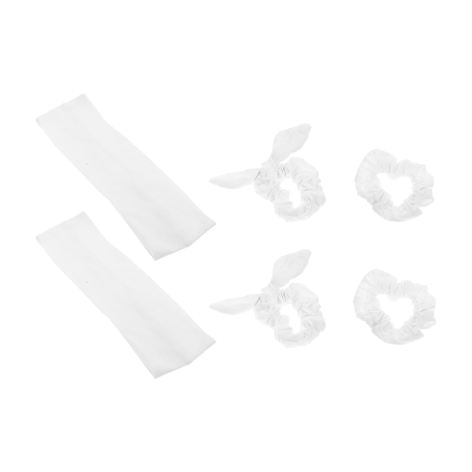 White Elastic Hair Scrunchies for Women – Fashionable Rabbit Ear Design for Makeup, Exercise & Daily Wear – Versatile Hair Accessories Set