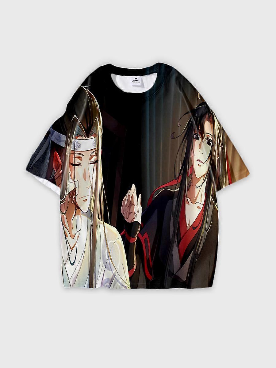 T-shirt round neck Character Pattern loose short sleeve Q12