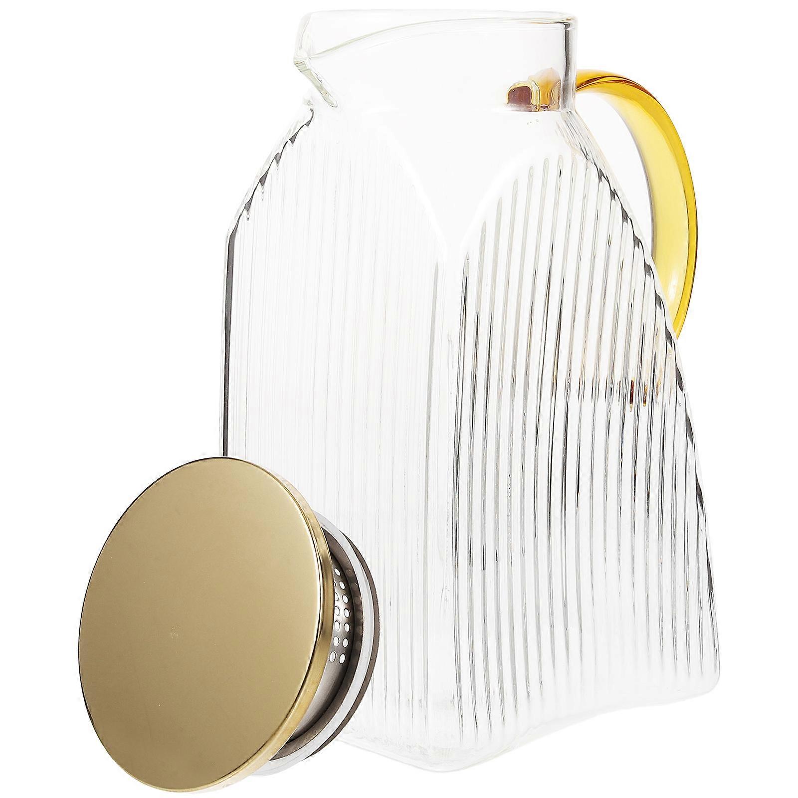 Refrigerator Beverage Jug Large Juice Jug for Daily Drink Large Capacity Unique Shape Transparent Glass 1800ml 1Pack