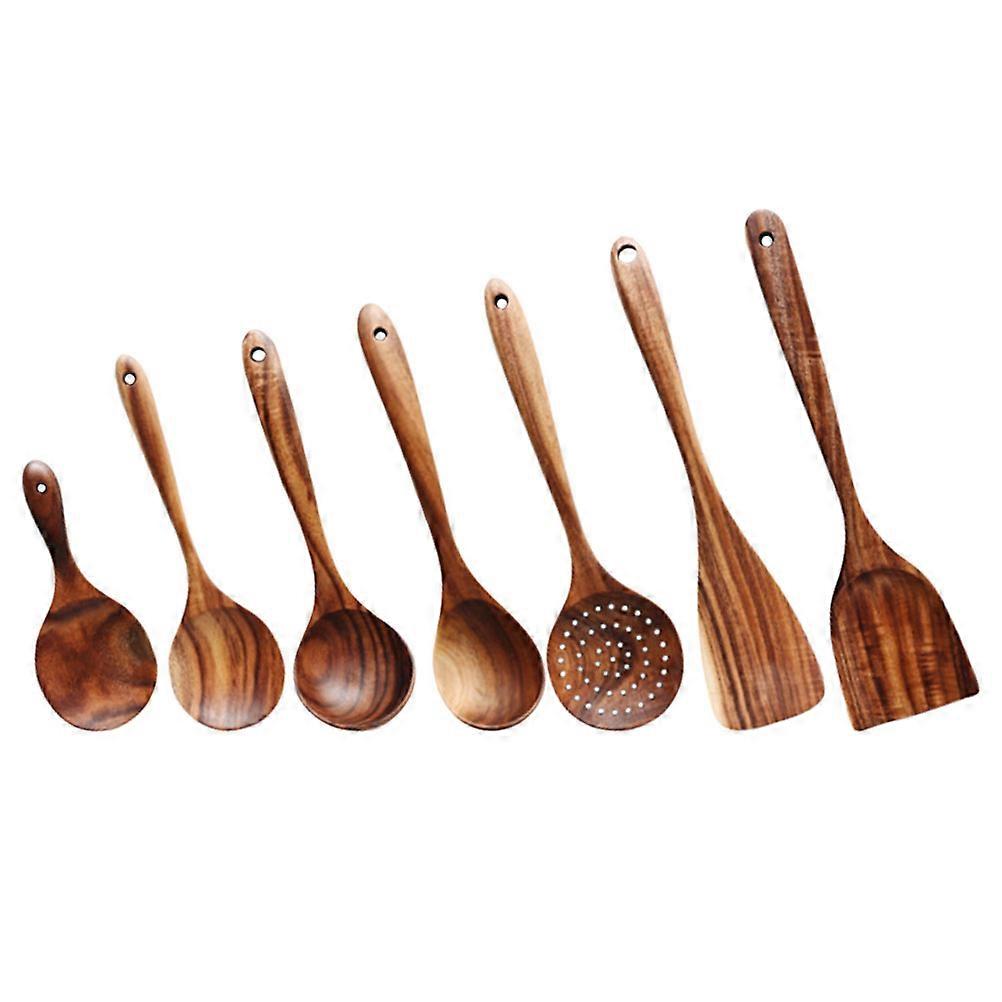 Wooden Spoon Kit 1 Set Nonstick Kitchen Utensils with Long Handle for Home Use Assorted Color