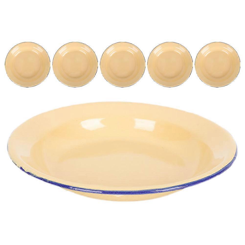 Enamel Plates Wide Shallow Design For Households Campers Picnickers Multifunctional Use 6Pcs
