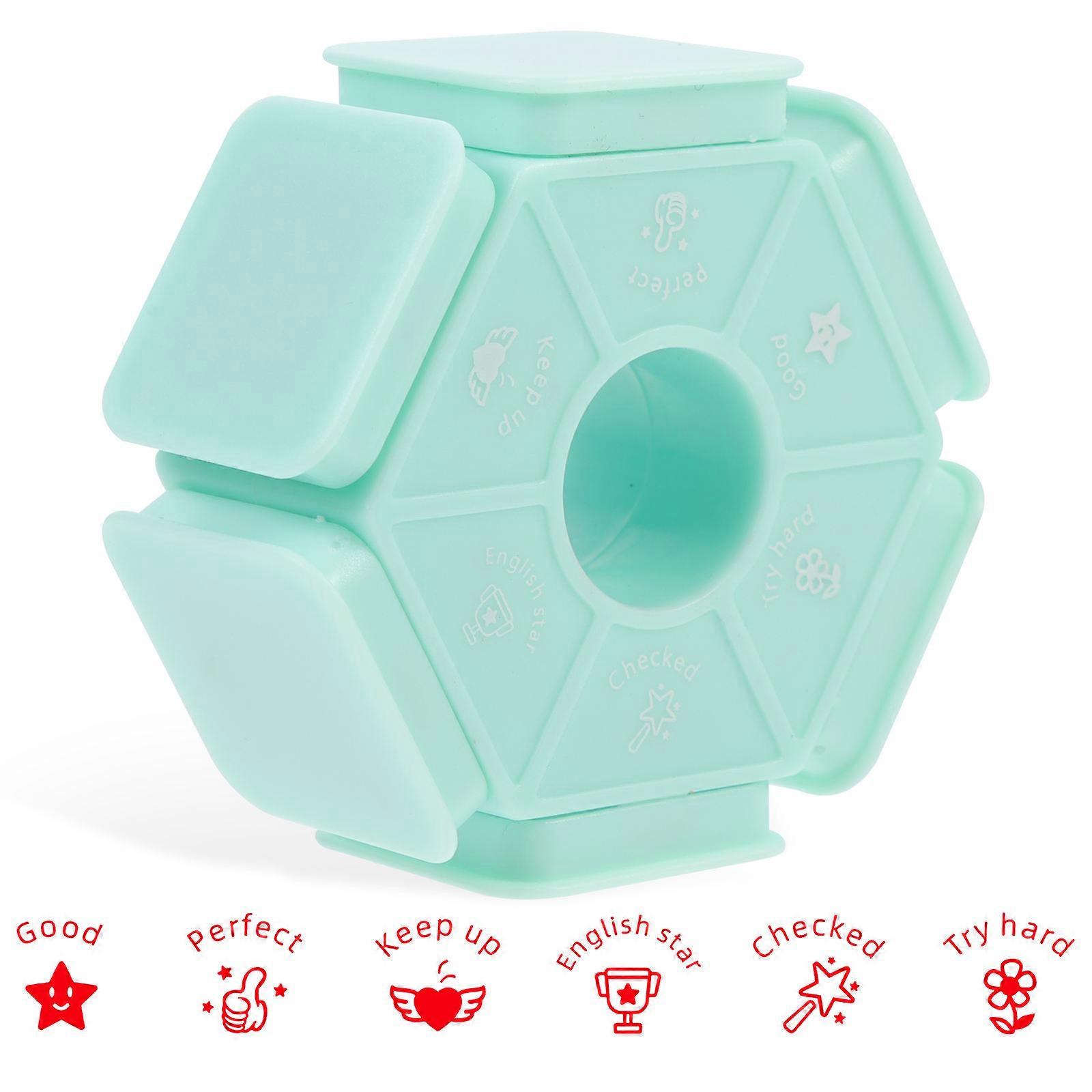 Teacher Comment Stamp Multi_side Stamper for Students Made of PP Light Green