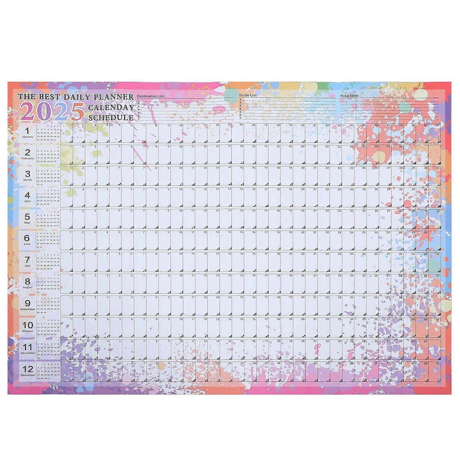 2025 Calendar Yearly Planner Rectangular Paper Planning Home Office School Projects 1Set