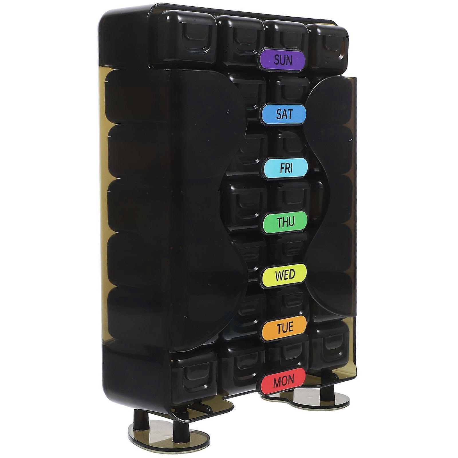 Coffee Weekly Pill Organizer Portable Medicine Dispenser for Storage Made of Durable Plastic