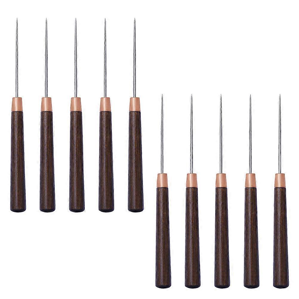 Sewing Awl Tool with Wooden Handle for Home Use Lightweight Stainless Steel Multi Color 10Pcs