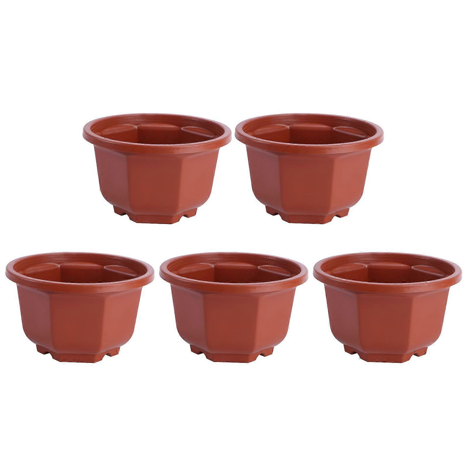 Suspended Flower Pots 5Pcs Hanging Flowerpots Chic Design Perfect For Plant Display 10X17cm Brown Color For