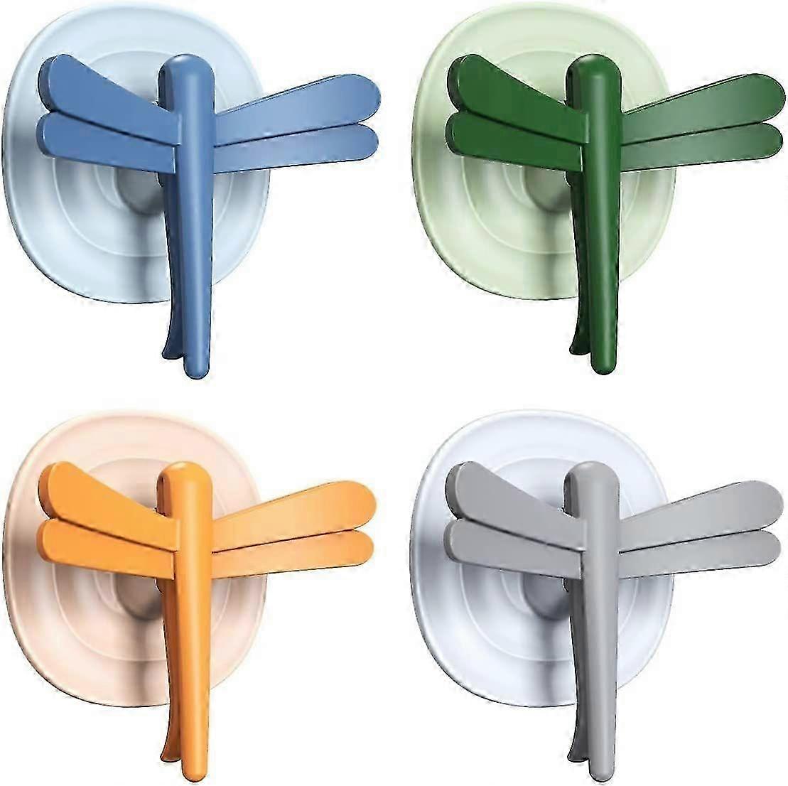 2025 4Pcs Adhesive Wall Hooks 15kg(Max), Removable Multifunction Dragonfly Hooks, Plastic Wall Hooks
