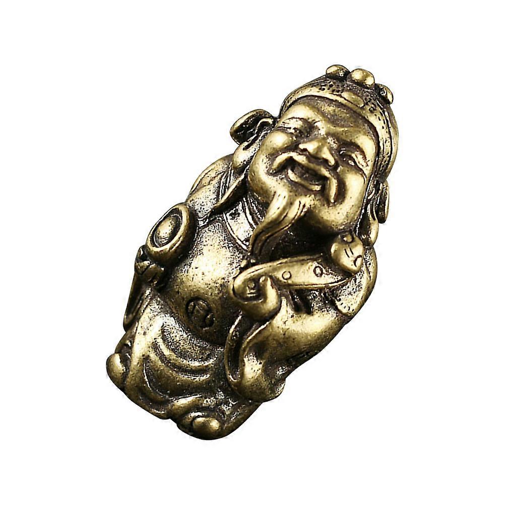 Brass God Of Wealth Ornament For Home Desktop Decoration In Golden Color With Retro Style 1Pc