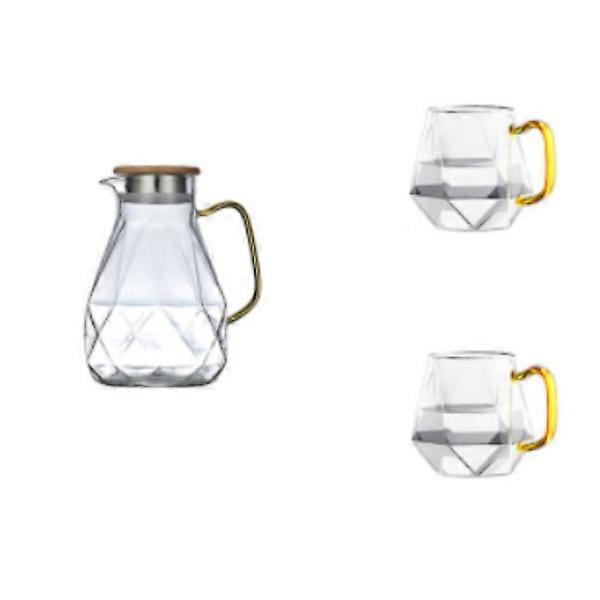 3pcs Diamond Texture Glass Teapot Set Pitcher Transparent