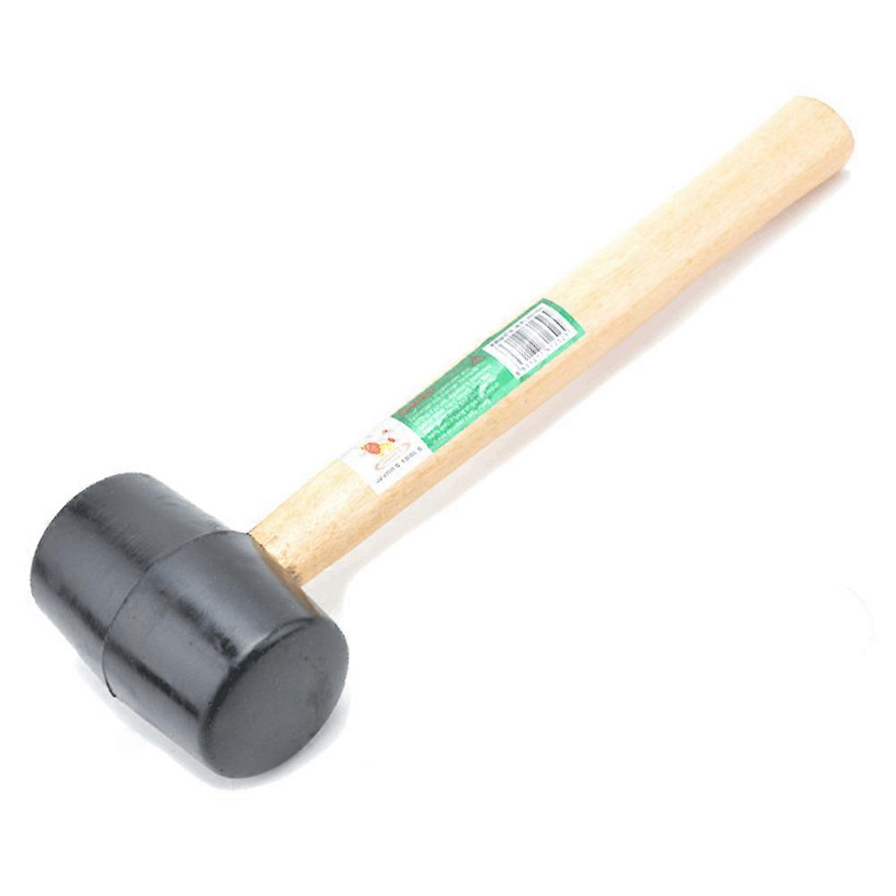 High Elastic Shockproof Hardwood Handle Rubber Mallet Hammer 300g Black