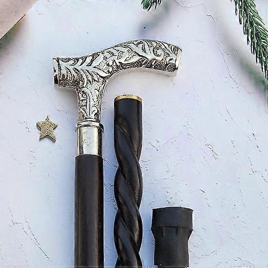 Unique Brass Handle Walking Stick, Handmade Wooden Foldable Cane, Silver Handle Walking Cane And Stick